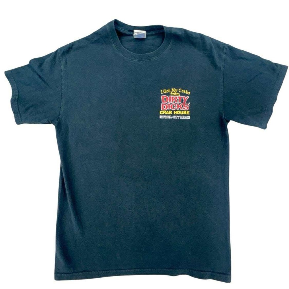 Dirty Dicks Crab House Panama City Beach Black Graphic T-Shirt Medium Gildan